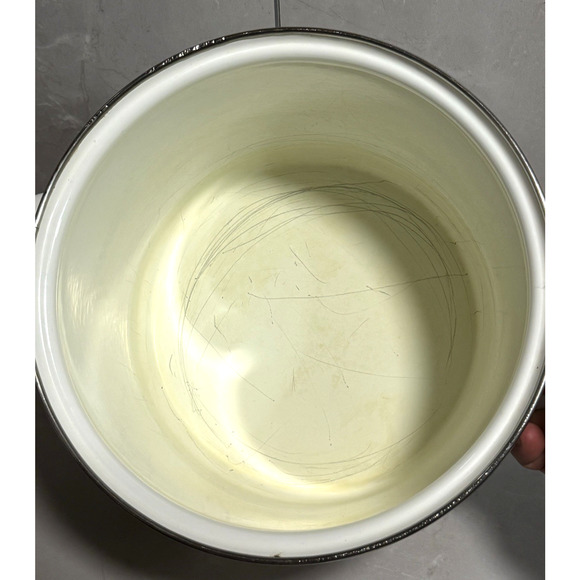 Vintage Chantal 9 Qt Stockpot w/ Steamer Insert #33-240S White Enamel Germany - Picture 7 of 10